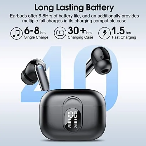 Wireless Earbuds, 2023 Bluetooth 5.3 Headphones HiFi Stereo, 40H Playtime in-Ear Earbud, Bluetooth Earbuds with LED Power Display, IP7 Waterproof Wireless Earphones Sport Headset for Android iOS - Image 5
