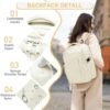 nanamango Travel Backpack For Women Men Carry On Backpack Flight Approved Water Resistant 14 Inch Laptop Backpack with USB Charging Port For Hiking Weekender Business College (White) - Image 4