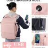 Travel Backpack, Peraonal Item Carry on Backpack Women Airline Approved Carry-ons, Waterproof College Backpack, Business Work Hiking Casual Bag, Fits 16" Laptop, Pink - Image 6