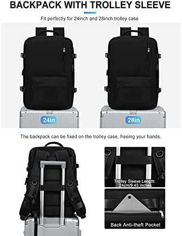 VGCUB Large Travel Backpack Bag for Women Men,Carry on Backpack,17 Inch Laptop Business Work Waterproof Backpack with Laptop Compartment,Person Item Flight Approved,Mochila de Viaje,Black Expandable - Image 6