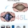 Travel Duffle Bag, BAGSMART 45L Large Carry On Bag Weekender Overnight Bag for Men Women with Shoes Compartment & Wet Pocket, Pink - Image 3
