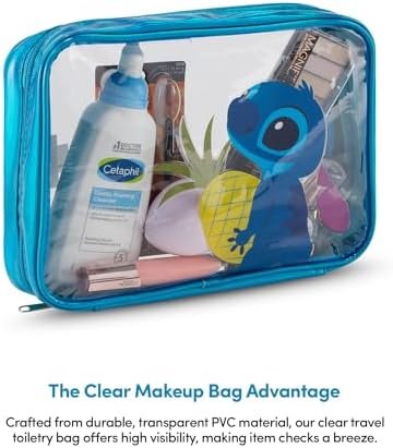 Disney Lilo and Stitch Cosmetic Case Set - Girls, Boys, Teens, Adults - Officially Licensed Lilo and Stitch Travel Cosmetic Case 3 Piece Set (Blue) - Image 4