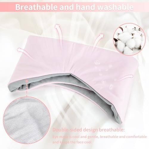 Double Sided Large Covers Sleep Eye Mask Ice Wire Sound-Proof Sleep Mask Warm and Cool Double Sided for Women Men Sleeping (Pink) - Image 4