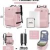 Travel 17" Laptop backpack personal item size,TSA Friendly Carry-on Backpack Airline Approved Women Men,Waterproof Durable Business Backpack with USB Charging Port,Weekend backpack-Pink - Image 3