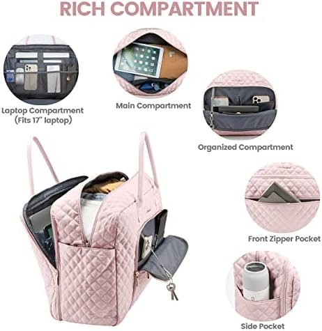 LOVEVOOK Travel Duffle Bag, Weekender Bag for Women with Toiletry Bag, Carry on Overnight Bag with Laptop Compartment for Yoga, Gym with Wet Pocket, Shoe Bag, Hospital Bag for Labor and Delivery, Pink - Image 2
