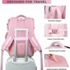 Z-MGKISS Travel Backpack for Women, 17 Inch Flight Approved Carry On Backpack, Outdoor Sports Rucksack 40L Casual Daypack, Sturdy Hiking Backpack, Business Weekender Overnight Laptop Backpack, Pink - Image 5