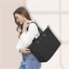 MOSISO Puffy Laptop Tote Bag, 15.6 inch Computer Bag with Front Pocket, 16 inch Large Capacity Shoulder Messenger Bag Casual Handbag Work Briefcase for Office Travel with Purse & Trolley Belt, Black - Image 4