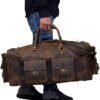 Large duffel bags for men holdall leather travel bag overnight gym sports weekend bag - Image 3