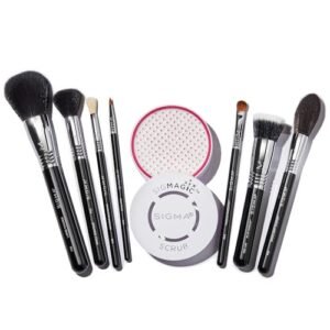 SIGMA Beauty Ultimate Fresh Face Makeup Brush Set – Set of 7 Makeup Brushes and Makeup Brush Cleaning Mat, for Foundation, Highlighter, Contour, Powder, Eyeliner, Eyeshadow and Blending (8 pcs)
