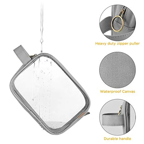 GAGAKU 2pcs Clear Toiletry Bag TSA Approved Travel Toiletry Bags Liquid Bag with Handle Strap, Waterproof Transparent Makeup Cosmetic Bags for Women Men - Gray - Image 3