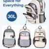 BAGSMAT College Laptop Backpack, 15.6 Inch Travel Backpack Airline Approved, 30L Casual Daily Backpack, Lightweight College Bookbag for Women Men, Beige - Image 3