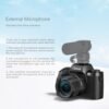 Saneen Digital Camera, 4k Cameras for Photography & Video, 64MP WiFi Touch Screen Vlogging Camera for YouTube with Flash, 32GB SD Card, Lens Hood, 3000mAH Battery, Front and Rear Cameras - Black - Image 8