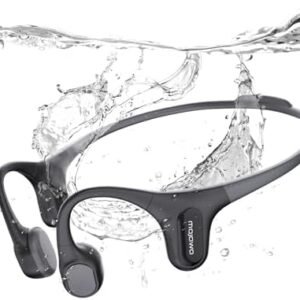 Run Plus Bone Conduction Open Ear IP68 Headphones with Bluetooth, Voice Assistant, and 32 GB MP3 Storage for Outdoor Sports, Black