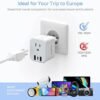 2 Pack Foldable European Travel Plug Adapter with 3 USB (1 USB-C Port) and 1 AC Power Outlet Charger for US to Most of Europe France Germany Spain and Italy (Type C/L) - Image 4