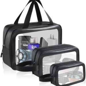 FH! Toiletry Bag for Men (3PC- Travel Size ToiIetries)– Waterproof Toiletry Bag, Travel Toiletry Bag, Clear Toiletry Bag, Clear Makeup Bag, Skincare Bag, Travel Organizer