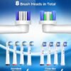 Rotating Electric Toothbrush for Adults with 8 Brush Heads (2 Types), 4 Modes Deep Clean Electric Toothbrush with Rechargeable Power and 2 Min Smart Timer, Fast Charge (Yellow) - Image 4