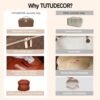 TUTUDECOR Large Capacity Travel Makeup Bag, Spacious Cosmetic Bags for Women, Portable Pouch Open Flat Make up Organizer, Waterproof Leather Toiletry Bag, Checkered-Brown - Image 5