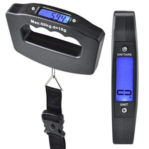 Luggage Scale, Portable Digital Luggage Scale for Suitcases, 50kg/110lb Electronic Hanging Scales with Backlight Digital Display Travel, Weight Scale with Hook for Travel Outdoor Home Use