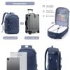 Travel Backpack for Women, United Airlines Carry on bags Travel Bag Flight Approved, personal item bag 17 * 10 * 9 with USB Charging Port, Waterproof Carry on Backpack, Aqua Blue - Image 2