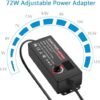 SHNITPWR 72W universal Power Supply Adjustable DC 3V ~ 24V 3A AC/DC Adapter with USB C Charger PD 65W Upgraded 100V-240V AC to DC Converter Variable Power Adapter, 14 Tips, Alligator Clips Power Cable - Image 2