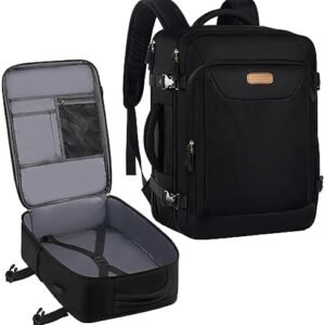 Carry on Backpack, Flight Approved Extra Large Travel Backpack with USB Charge Port, TSA 15.6 Inch Anti-Theft Laptop Backpack Lightweight Daypack Business College Weekender Overnight Bag, Black