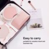 Makeup Bag Portable Travel Cosmetic Bag for Women, Beauty Zipper Makeup Organizer PU Leather Washable Waterproof (Pink) - Image 8