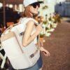MATEIN Carry on Backpack for Women, 52L TSA Travel Laptop Backpack with USB Charging Port & Shoes Compartment, 17 Inch Extra Large Expandable Flight Approved Computer Bag with 2 Packing Cubes, Beige - Image 8