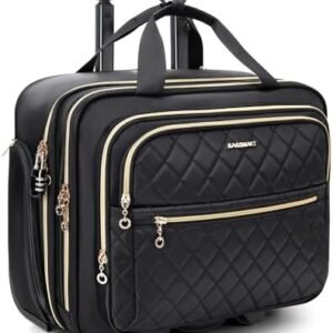 BAGSMART Rolling Laptop Bag Women, Rolling Briefcase Fits 15.6 Inch Laptop, Underseat Carry On Luggage with Wheels, Rolling Computer Bag with TSA Lock, Rolling Bag for Travel Work Business, Black