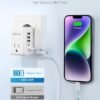 European Travel Plug Adapter, US to Europe Plug Adapter with 2 US Outlets, 3 USB-A & 2 USB-C Ports, Detachable Type C Outlet Adapter Charger for Most of Europe Italy Spain Iceland Portugal (X232C) - Image 6