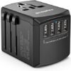 Universal Travel Adapter, SCOOFEX International Plug Adapter with 4 USB Ports（2.4A）, AC Outlet Worldwide Wall Power Charger Converters for USA EU Europe UK AUS (Type C/G/A/I)