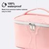 Makeup Bag Portable Travel Cosmetic Bag for Women, Beauty Zipper Makeup Organizer PU Leather Washable Waterproof (Pink) - Image 2