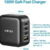 MINIX NEO P3 100W Turbo 4-Ports GaN Wall Charger, 3 x USB-C Port Fast Charging Adapter(Max 100W/20W), 1 USB-A (Max 18W). Compatible with MacBook Pro Air, iPad Pro, iPhone 14,Galaxy S9 and More. - Image 2