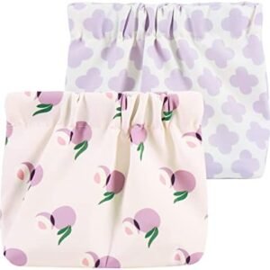 JOINDO Mini Makeup Bag, 2pcs Small Makeup Bag, Waterproof Floral Makeup Travel Pouch, Purse Organizer Bag for Lipstick Headphones Jewelry (Purple)