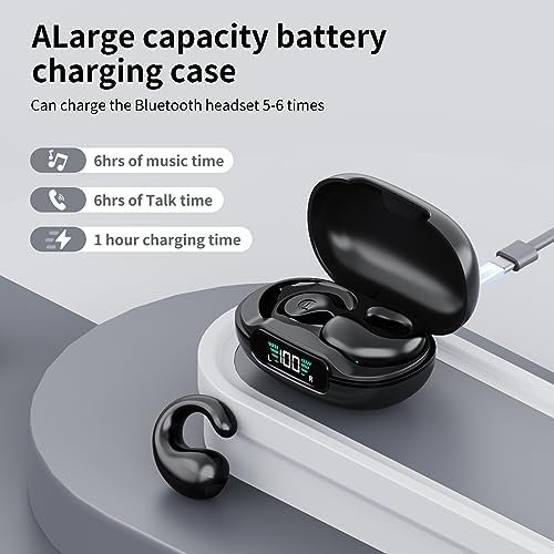 Open Ear Clip Headphones, Wireless Earbuds Bluetooth 5.3 Sports Earphones Built-in Mic with Ear Hooks, 36H Playtime Charging Case LED Display, IP7 Waterproof Fitness Ear Buds for Exercise - Image 3