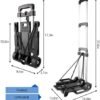 Folding Hand Truck, Expandable Light Weight Luggage Cart with 2 Wheels, Free Bungee Cord and Storage Bag, Aluminium Foldable Trolley for Travel, Shopping，Moving, Office - Image 2