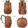 BAOSHA Stylish Leather Men Weekender Travel Duffel Tote Bag Backpack Travel Hiking Rucksack Overnight Bag 3-Ways Convertible HB-26 (Brown) - Image 6