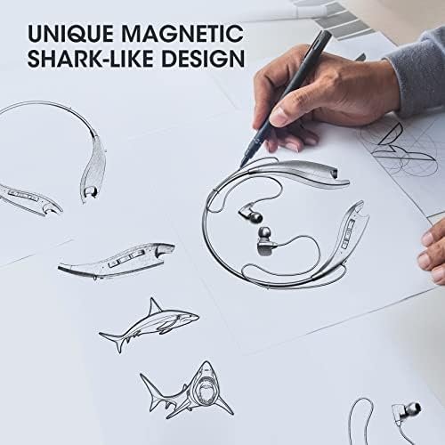Neckband Bluetooth Headphones, Around The Neck Headphones 24H+ Playtime, Bluetooth Headsets with Call Vibration, Shark Jaw Design Wireless Earbuds+Noise Isolation/Built-in Mic/IPX7 Waterproof - Image 5
