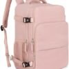 Travel Backpack, Peraonal Item Carry on Backpack Women Airline Approved Carry-ons, Waterproof College Backpack, Business Work Hiking Casual Bag, Fits 16" Laptop, Pink