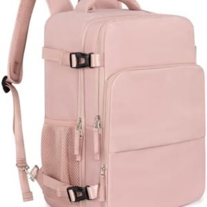 Travel Backpack, Peraonal Item Carry on Backpack Women Airline Approved Carry-ons, Waterproof College Backpack, Business Work Hiking Casual Bag, Fits 16" Laptop, Pink