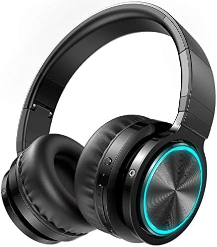 Picun B12 Wireless Headphones,HD Stereo Sound Over Ear with Built-in Microphones, Deep Bass 20 Hours Playtime, Fast Charge Bluetooth 5.2 Headset for Adults, School, Travel, Black