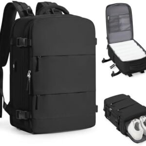 coofay Black Travel Backpack Carry on Flight Approved Mochila De Viaje Personal Item Backpack for Airlines Frontier Airlines Personal Item Bag Large Backpack for Travel Backpacks for Men Women