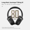 Bluetooth Headphones, Hybrid Active Noise Cancelling Wireless Headphones Over Ear with Microphone, 140H Playtime, Transparency Mode, Deep Bass, Clear Calls, Comfort fit for Travel, Home Office - Image 2