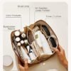 EACHY Travel Makeup Bag,Large Capacity Cosmetic Bags for Women,Waterproof Portable Pouch Open Flat Toiletry Bag Make up Organizer with Divider and Handle - Image 2