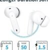 XIAOWTEK A40 Pro Wireless Earbuds, 50Hrs Playtime Bluetooth Earbuds Built in Noise Cancellation Mic with Charging Case, Bluetooth Headphones with Stereo Sound, IPX7 Waterproof Ear Buds for iPhone - Image 6