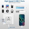 Universal Travel Adapter,Redagod International Plug Adapter with 3 USB A 2 USB C Ports Max 6A 30W, All-in-one Worldwide Wall Travel Charger for Europe UK AUS Asia Japan Covers 200+Countries - Image 3