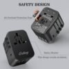 Universal Travel Adapter, Ortiny International Plug Adapter 4 USB A 1 USB C Ports, European Travel Power Adapto All-in-one Travel Charger Outlet Converter for Europe UK AUS Japan Covers 200+Countries - Image 5