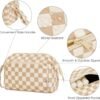 Narwey Large Women Makeup Bag Wide-open Make up Bag Travel Cosmetic Organizer Toiletry Bag for Cosmetics Toiletries Accessories (Light Checkerboard) - Image 4
