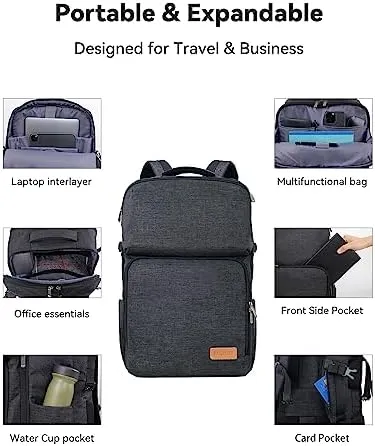 Upgraded Version Business Backpack, Anti Theft Carry on Backpack, Extra Large 17.3 inch Travel Laptop Backpack, Water Resistant College Bag Carry on Bag Gifts for Men&Women for Office/Teacher/Work. - Image 5