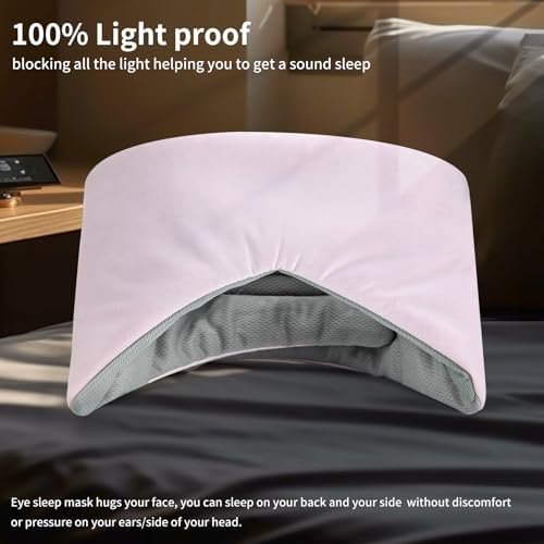 Double Sided Large Covers Sleep Eye Mask Ice Wire Sound-Proof Sleep Mask Warm and Cool Double Sided for Women Men Sleeping (Pink) - Image 5