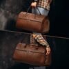 STOVER Convertible Garment Bag, Leatheret Carry on Travel Duffel Bag with Shoe Compartment for Men Women - 2 in 1 Hanging Suit Bag (Brown) - Image 7